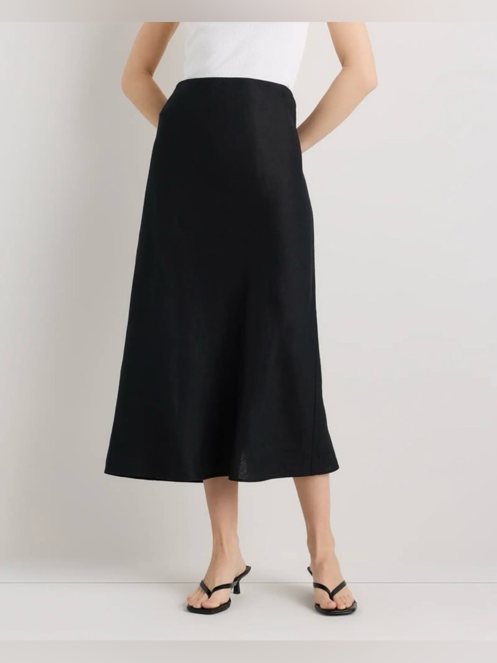 Quince Black Midi A-Line Skirt